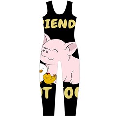 Friends Not Food - Cute Pig And Chicken One Piece Catsuit by Valentinaart