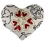 Love Love Hearts Large 19  Premium Heart Shape Cushions Back