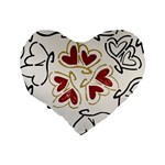 Love Love Hearts Standard 16  Premium Flano Heart Shape Cushions Back