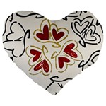 Love Love Hearts Large 19  Premium Flano Heart Shape Cushions Front