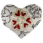 Love Love Hearts Large 19  Premium Flano Heart Shape Cushions Back