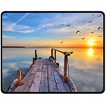 Sunset Lake Beautiful Nature Fleece Blanket (Medium)  60 x50  Blanket Front