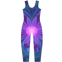 Blown Glass Flower Of An Electricblue Fractal Iris One Piece Catsuit by jayaprime