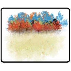 Colorful Tree Landscape In Orange And Blue Double Sided Fleece Blanket (medium)  by digitaldivadesigns
