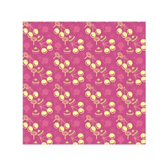 Yellow Pink Cherries Small Satin Scarf (square)