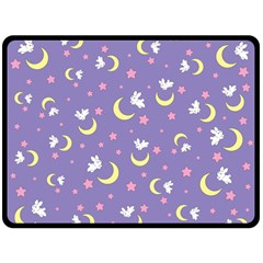 Rabbit Of The Moon Double Sided Fleece Blanket (large) by Ellador