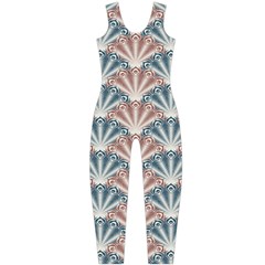 Vintage Scallop Blue Red Pattern One Piece Catsuit