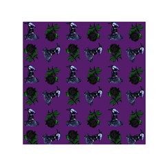 Gothic Girl Rose Purple Pattern Small Satin Scarf (square)