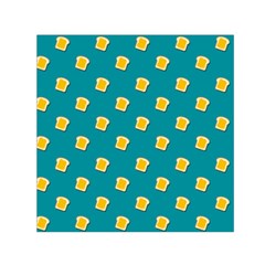 Toast With Cheese Funny Retro Pattern Turquoise Green Background Small Satin Scarf (square) by genx