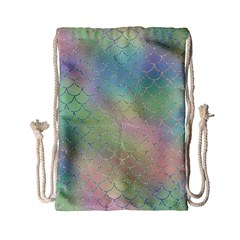 Pastel Mermaid Sparkles Drawstring Bag (small) by retrotoomoderndesigns
