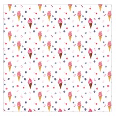 Ice Cream Cones Watercolor With Fruit Berries And Cherries Summer Pattern Large Satin Scarf (square) by genx
