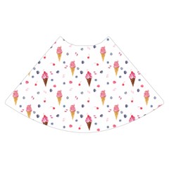 Ice Cream Cones Watercolor With Fruit Berries And Cherries Summer Pattern High Waist Skirt by genx