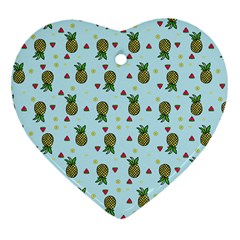 Pineapple Watermelon Fruit Lime Heart Ornament (two Sides)