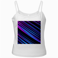 Blue Abstract Lines Pattern Light White Spaghetti Tank