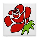 Artistic Red Rose Tile Coaster