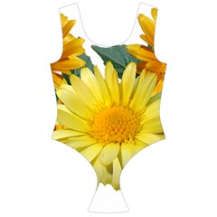 Daisies Flowers Yellow Arrangement Off Shoulder Velour Bodysuit  by Pakrebo