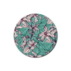 Vintage Floral Pattern Rubber Coaster (round)  by Sobalvarro