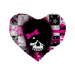 Scene Kid Girl Skull Standard 16  Premium Flano Heart Shape Cushion 
