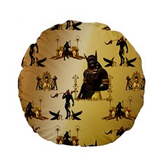 Anubis The Egyptian God Pattern Standard 15  Premium Flano Round Cushions by FantasyWorld7