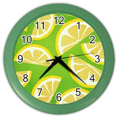Lemon Fruit Healthy Fruits Food Color Wall Clock by Wegoenart