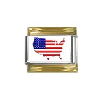 American Map Flag Gold Trim Italian Charm (9mm)