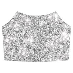 Silver And White Glitters Metallic Finish Party Texture Background Imitation Summer Cropped Co-ord Set by genx