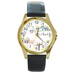 Grace s Drawing Round Gold Metal Watch