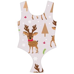 Christmas Seamless Pattern With Reindeer Off Shoulder Velour Bodysuit  by Vaneshart