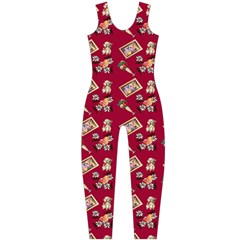 Robin Art Red Pattern One Piece Catsuit