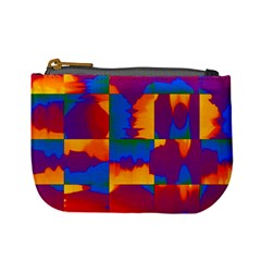 Gay Pride Rainbow Painted Abstract Squares Pattern Mini Coin Purse by VernenInk