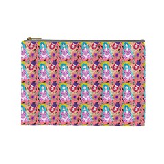 Blue Haired Girl Pattern Pink Cosmetic Bag (large) by snowwhitegirl