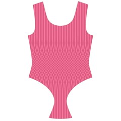 Blush Pink Color Stripes Off Shoulder Velour Bodysuit  by SpinnyChairDesigns
