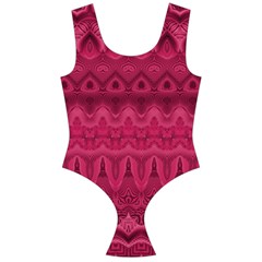 Boho Rose Pink Off Shoulder Velour Bodysuit  by SpinnyChairDesigns