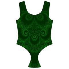 Emerald Green Spirals Off Shoulder Velour Bodysuit  by SpinnyChairDesigns