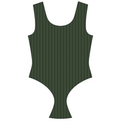 Kombu Green & White - Off Shoulder Velour Bodysuit  by FashionLane