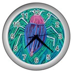 Big Green Bug  Wall Clock (Silver)