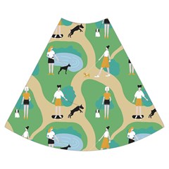 Girls With Dogs For A Walk In The Park Kids  Flared Maxi Skirt by SychEva