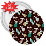 Easter rabbit pattern 3  Buttons (10 pack) 