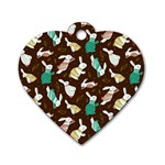 Easter rabbit pattern Dog Tag Heart (Two Sides)