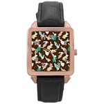Easter rabbit pattern Rose Gold Leather Watch 
