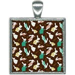 Easter rabbit pattern Square Necklace