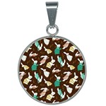 Easter rabbit pattern 25mm Round Necklace