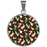 Easter rabbit pattern 30mm Round Necklace