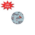 Christmas birds 1  Mini Buttons (100 pack) 