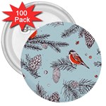 Christmas birds 3  Buttons (100 pack) 