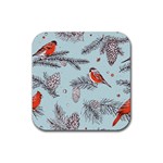 Christmas birds Rubber Square Coaster (4 pack)