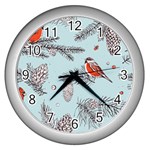 Christmas birds Wall Clock (Silver)