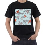 Christmas birds Men s T-Shirt (Black) (Two Sided)