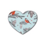 Christmas birds Rubber Coaster (Heart)