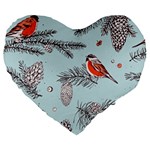Christmas birds Large 19  Premium Heart Shape Cushions